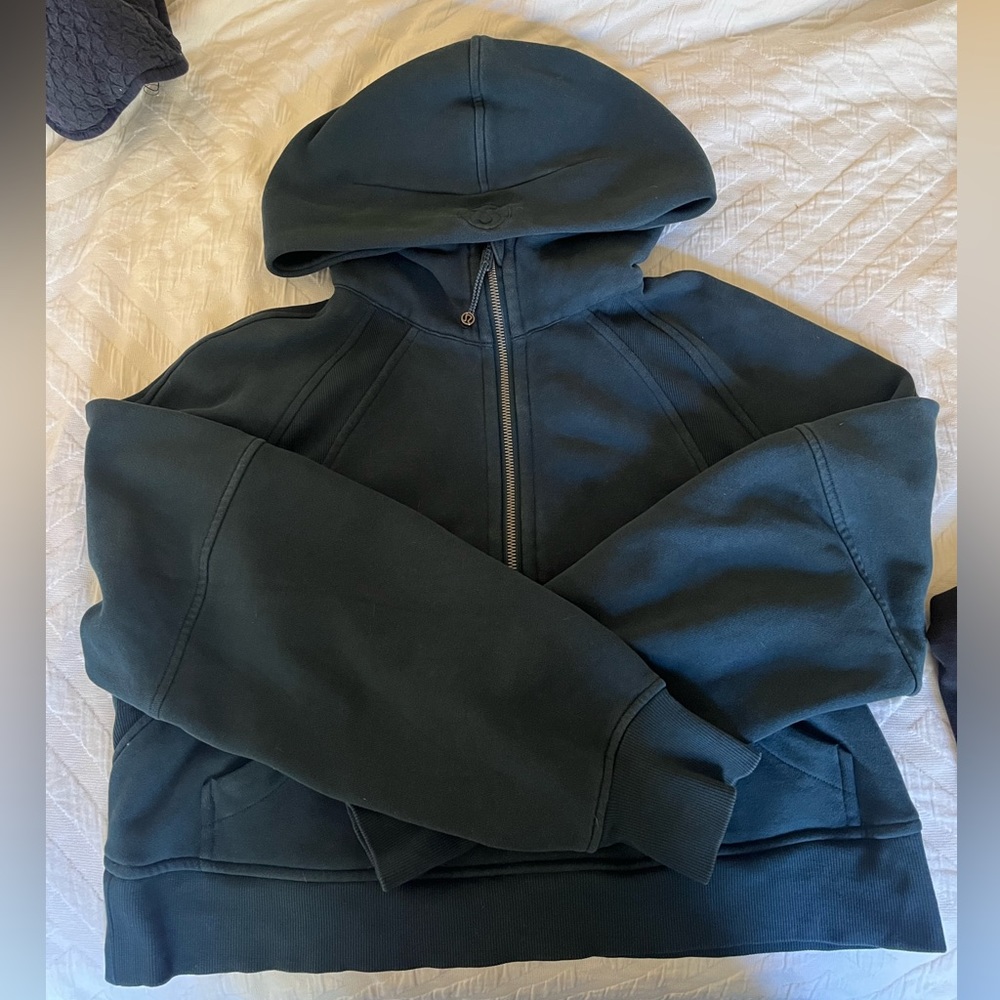 Lululemon 1/2 zip oversized scuba hoodie in submarine green blue teal XS/S